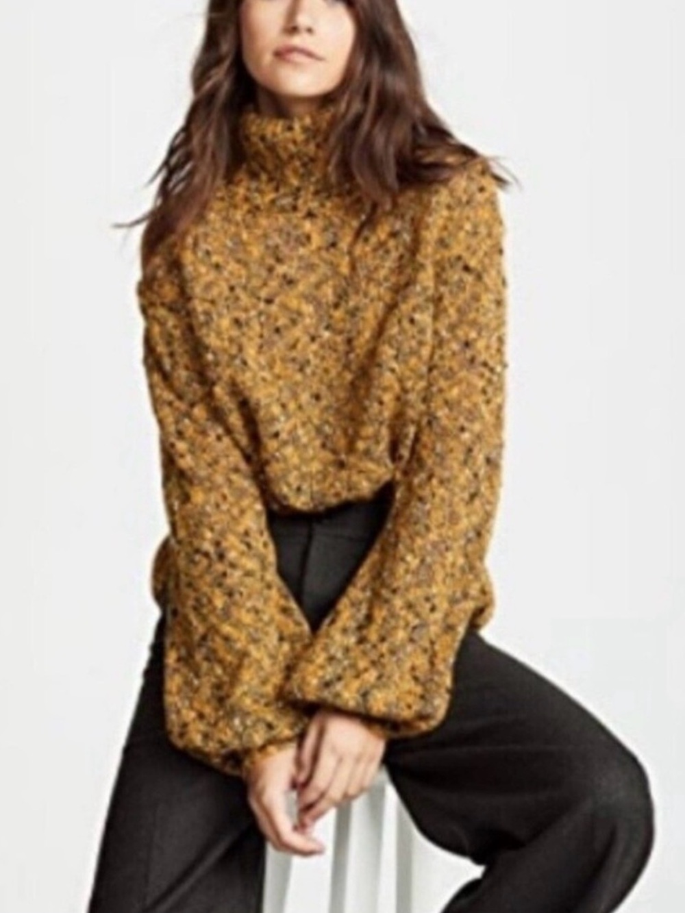 A.L.C. Sumner Turtleneck Sweater Women's‎ XS Yellow Wool Mohair Balloon Sleeve